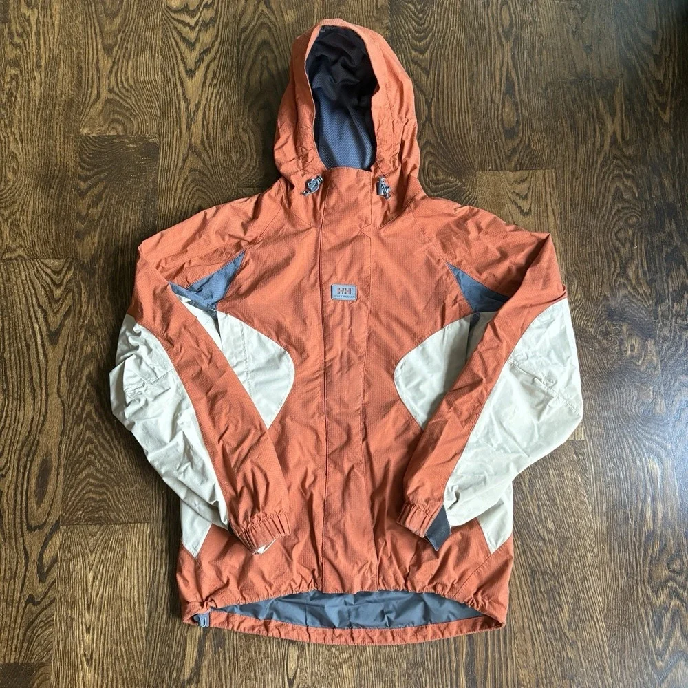Helly Hansen Ski Jacket Mens XS Helly Tech Colorblock Waterproof Hooded Orange